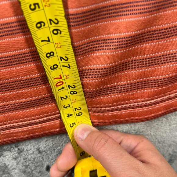 Brooks Brothers Polo Shirt Mens Large Orange Striped Performance Casual Golf - Picture 6 of 9